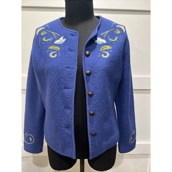 Icelandic Cardigan Sweater, Blue Women’s Small. 100% Wool - Picture 1 of 9